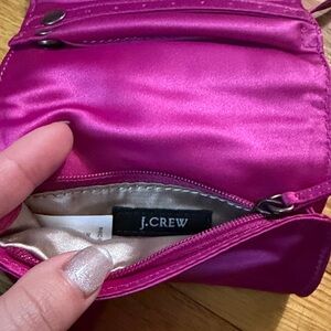 J. Crew Fuchsia Satin Travel Jewelry Case
